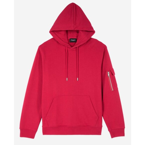 The Kooples Mens Red Hoodie‎ Kangaroo Pocket Arm Zip Cotton Size M - Picture 2 of 12